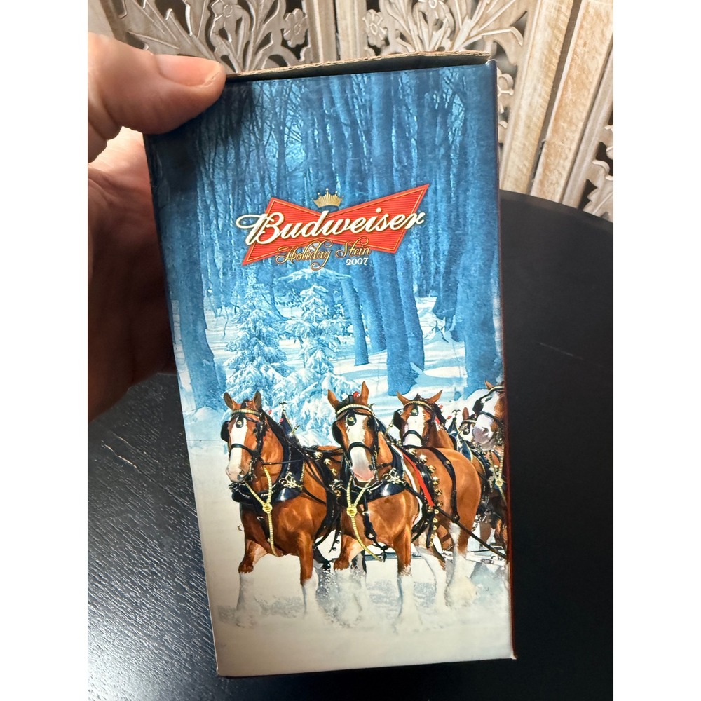 Budweiser 2007 Holiday Stein Winter's Calm Clydesdale Ceramic Beer Mug with Box - Picture 3 of 11